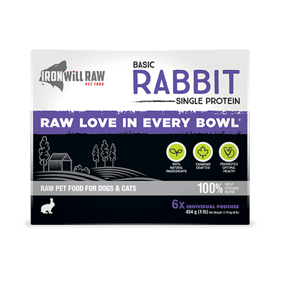 Iron Will Raw® Basic Rabbit Frozen Raw Pet Food for Dogs & Cats 6lb