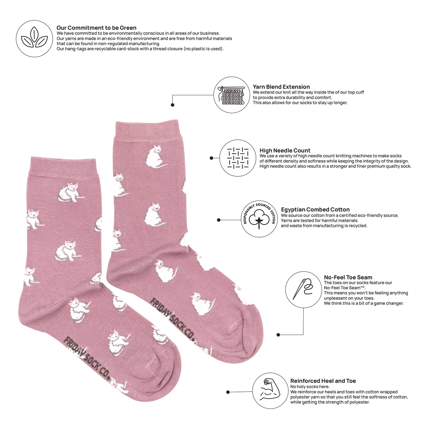 Women's White Cat Socks