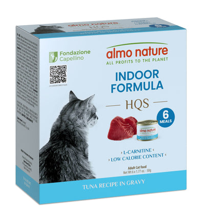Almo Nature HQS Indoor Cat Food - Tuna Recipe In Gravy 4 Boxes of 6x50g