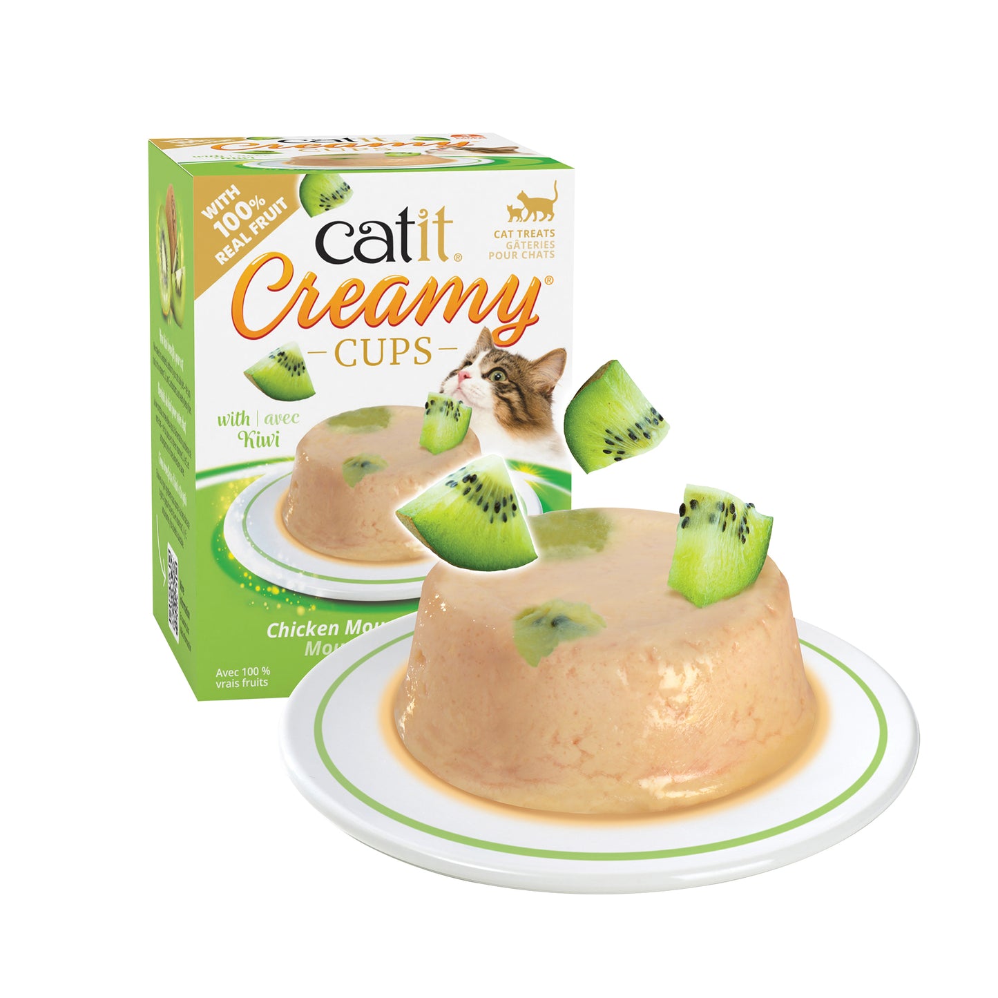 Catit Creamy Cups - Chicken Mousse with Kiwi - 4 x 25g