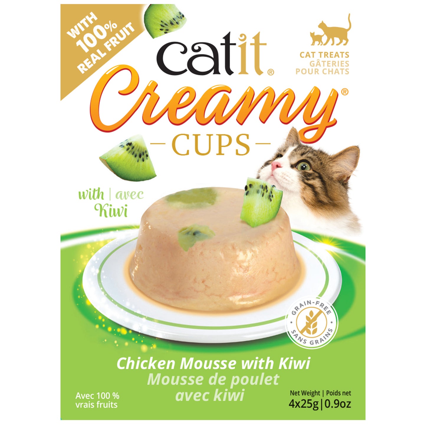 Catit Creamy Cups - Chicken Mousse with Kiwi - 4 x 25g