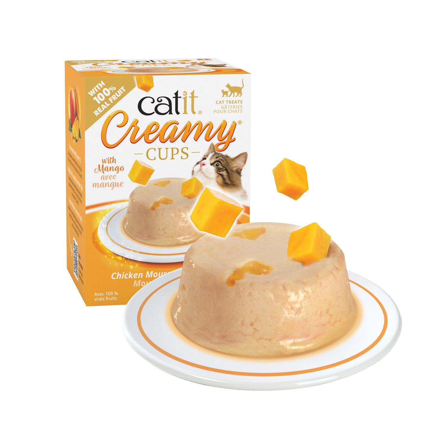 Catit Creamy Cups - Chicken Mousse with Mango - 4 x 25g