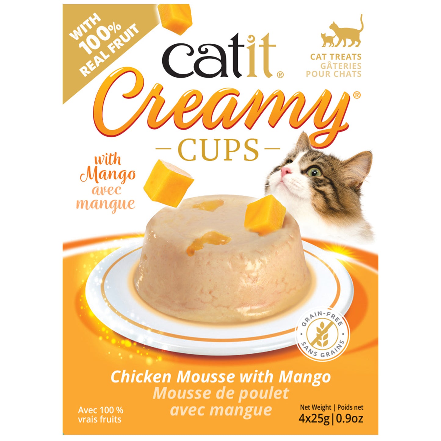 Catit Creamy Cups - Chicken Mousse with Mango - 4 x 25g
