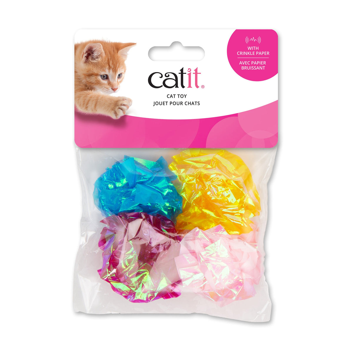 Catit Cat Toy - Crinkle Paper Ball - 4-pack