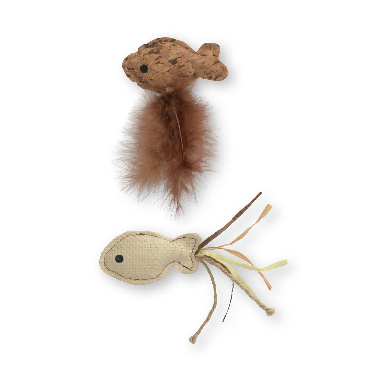 Catit Cat Toy - Fish Twin with Raffia and Feather Tail - 2-pack