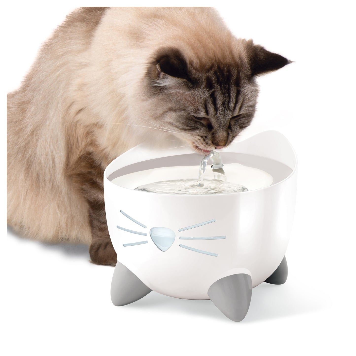 Catit PIXI Fountain - White with Stainless Steel Top - 2.5 L