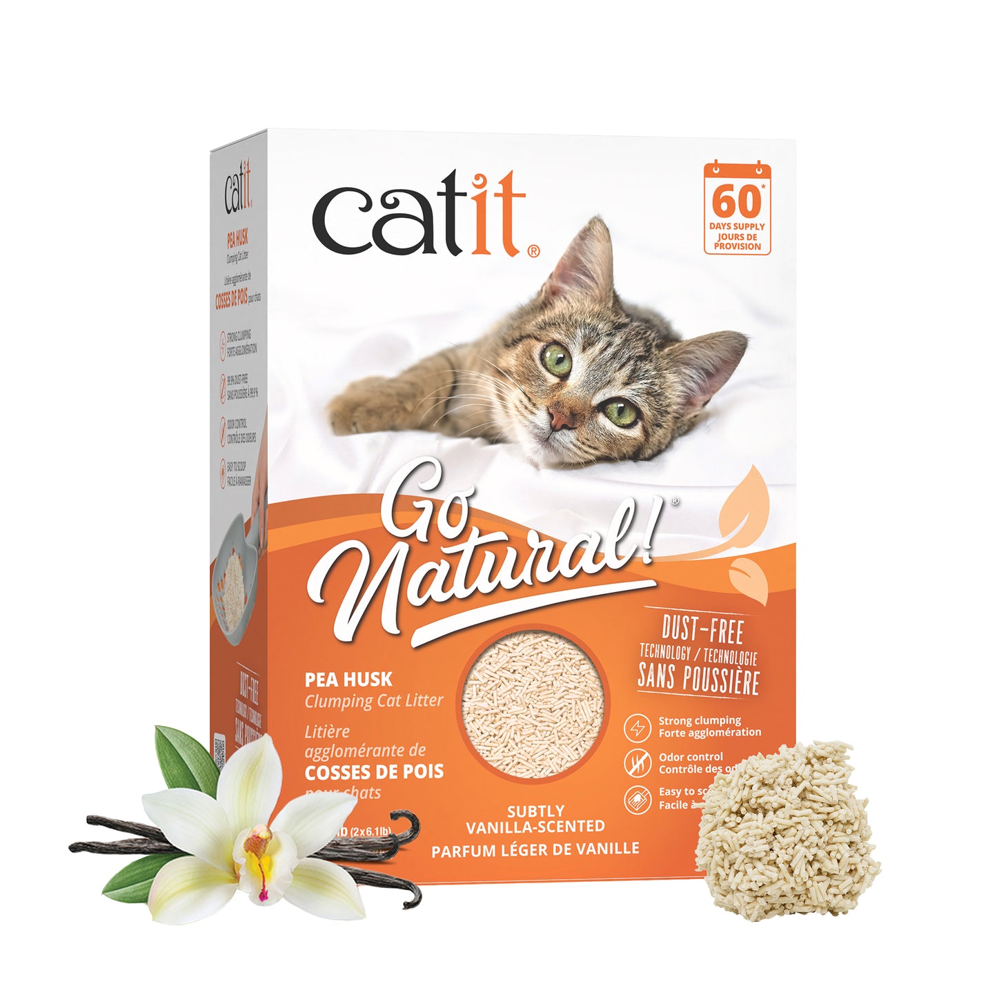 Catit Go Natural! Pea Husk Clumping Cat Litter - Vanilla - 5.6 kg (12.3 lbs) Box
