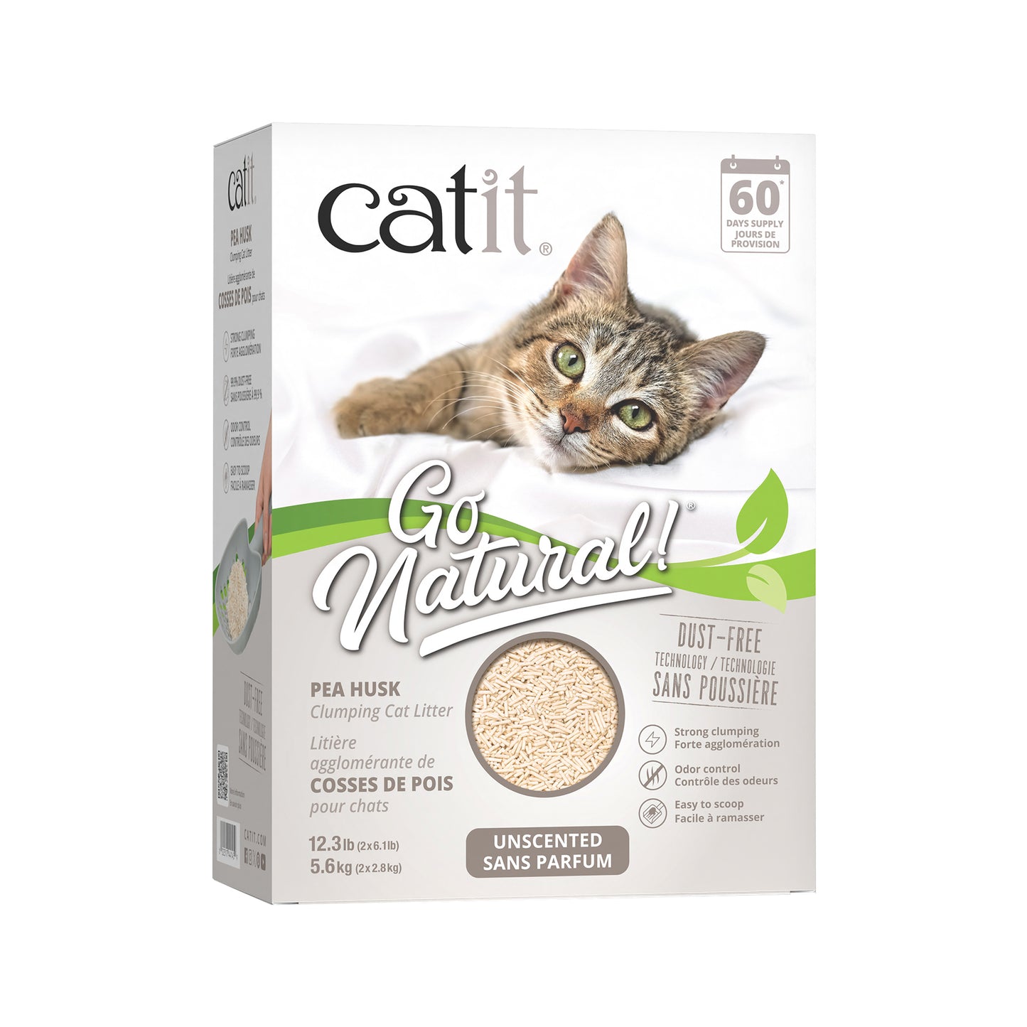 Catit Go Natural Pea Husk Litter - Unscented - 5.6 kg (12.3 lb)