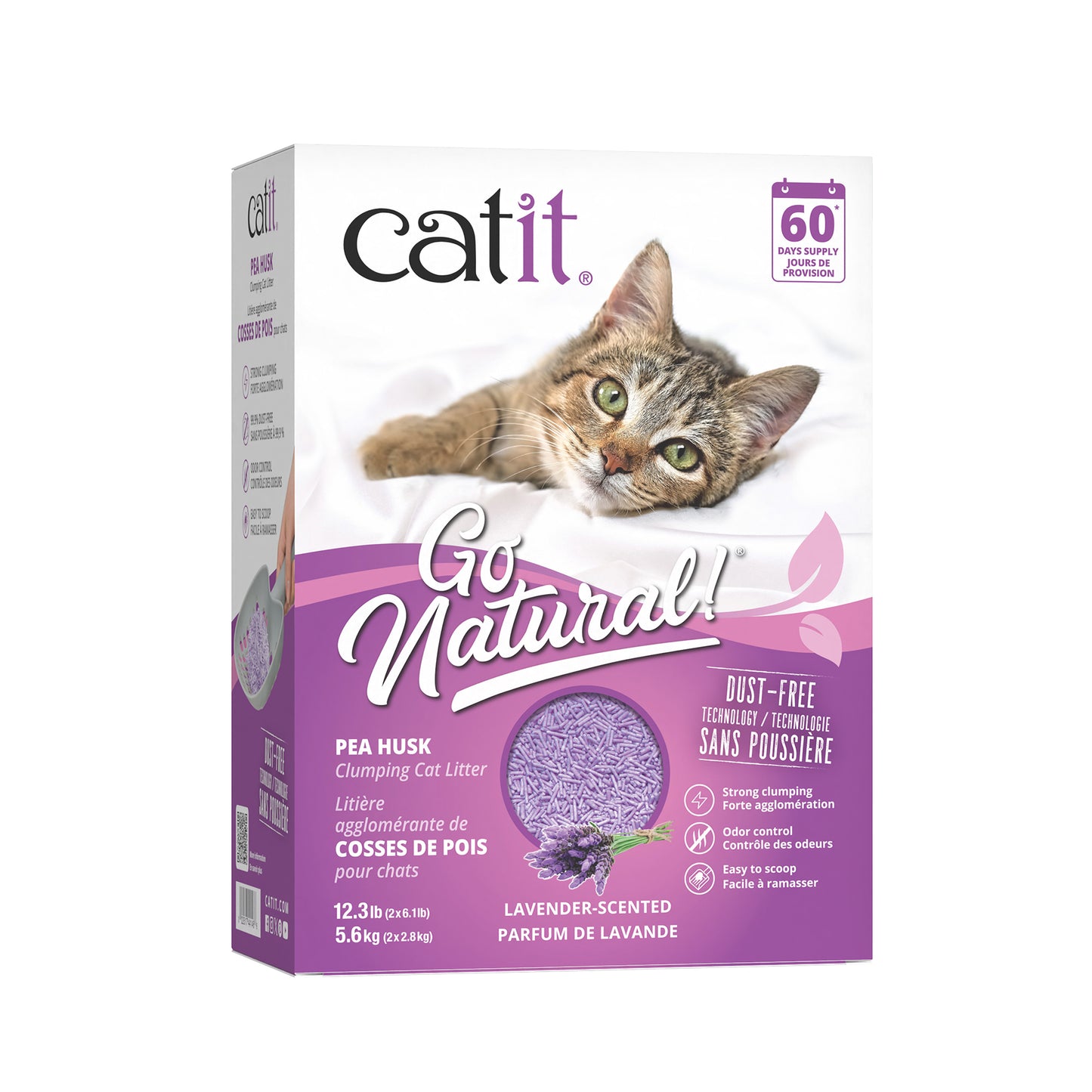 Catit Go Natural! Pea Husk Clumping Cat Litter - Lavender - 5.6 kg (12.3 lbs) Box