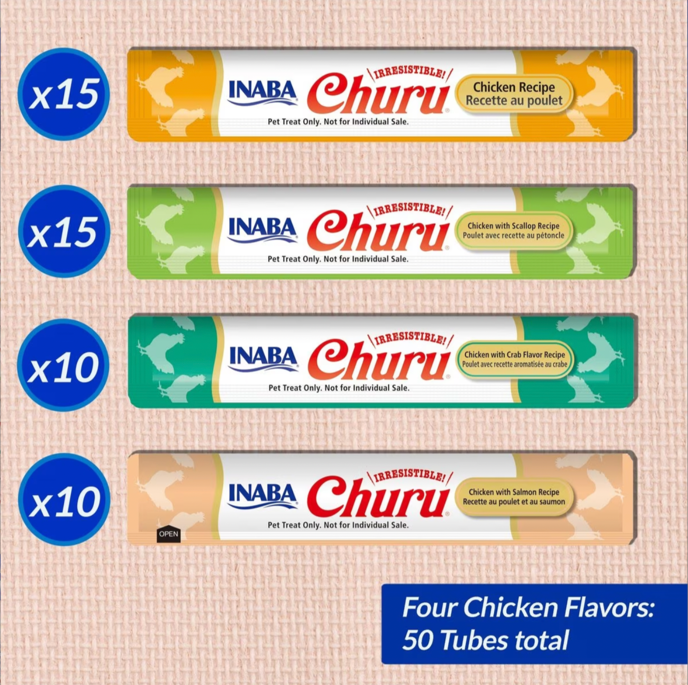 Churu Purees Chicken & Seafood Variety Jar (50 Tubes)