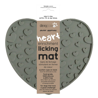 Dexypaws Dexter Approved Heart Enrichment Licking Mat, Khaki Green Cat Dog 1pc
