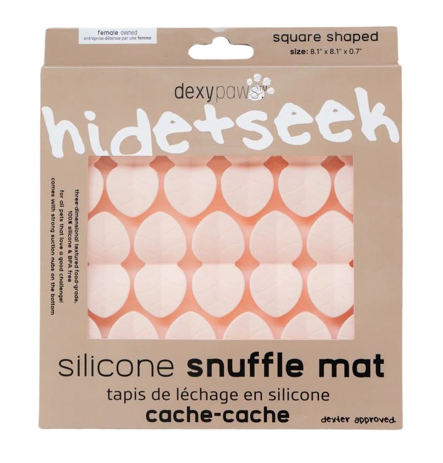 Dexypaws Square Hide and Seek Silicone Snuffle Mat, Blush Pink Cat Dog 1pc