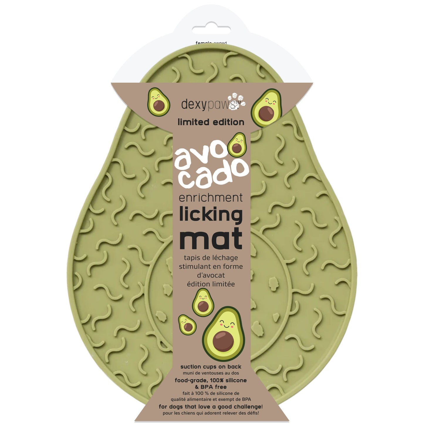 Dexypaws Avocado Enrichment Licking Mat, Green Cat Dog 1pc