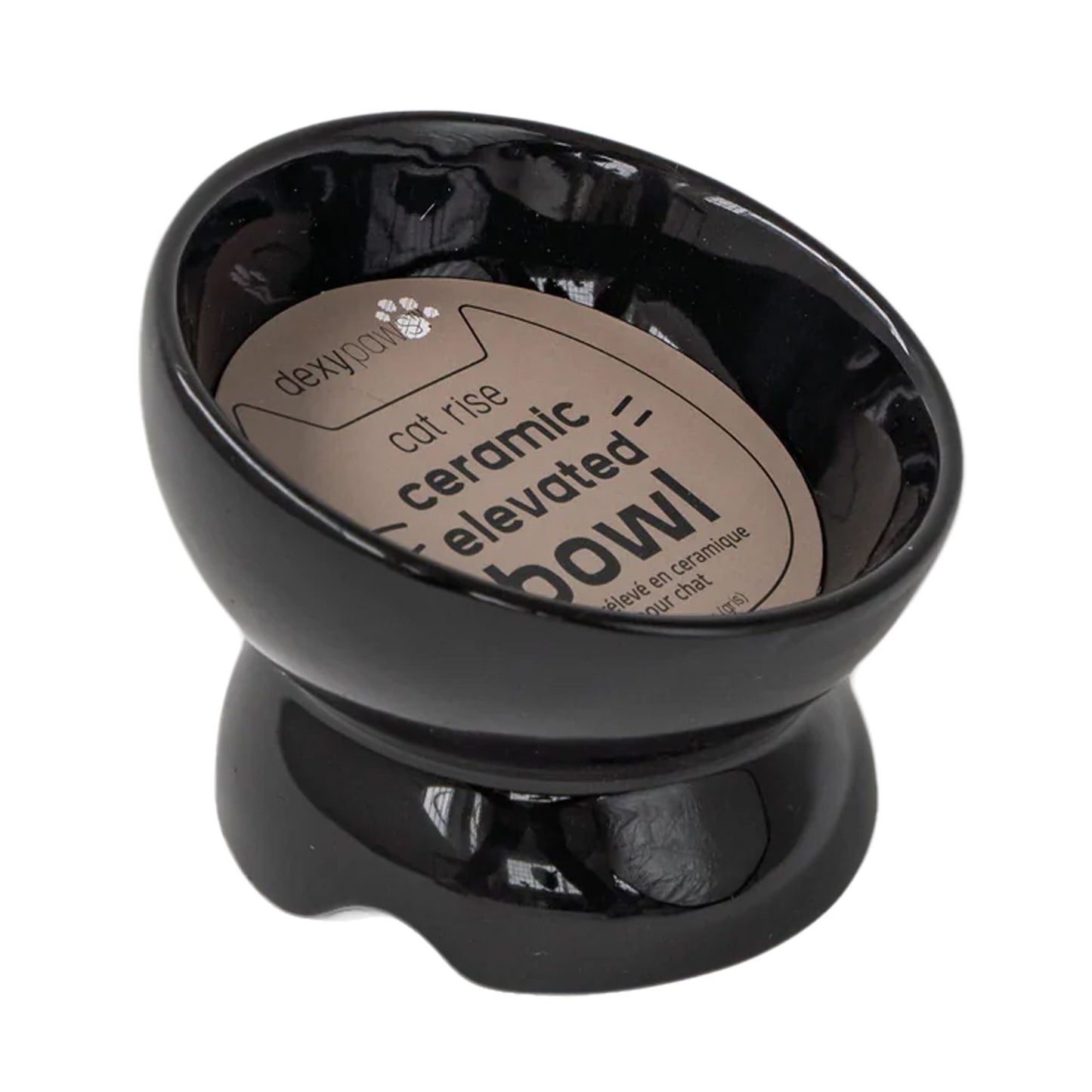 Dexypaws Raised Ceramic Cat Bowl, Black Cat 7oz 1pc