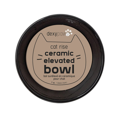 Dexypaws Raised Ceramic Cat Bowl, Black Cat 7oz 1pc