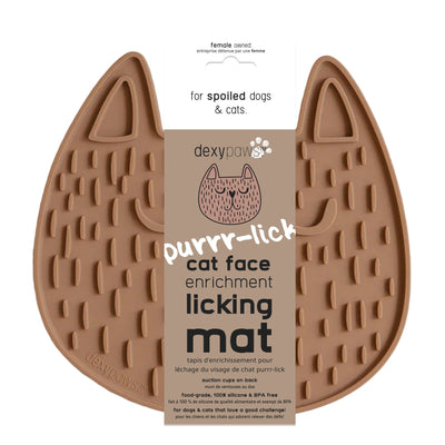 Dexypaws Purrr-lick Cat Face Enrichment Licking Mat, Orange Cat Dog 1pc