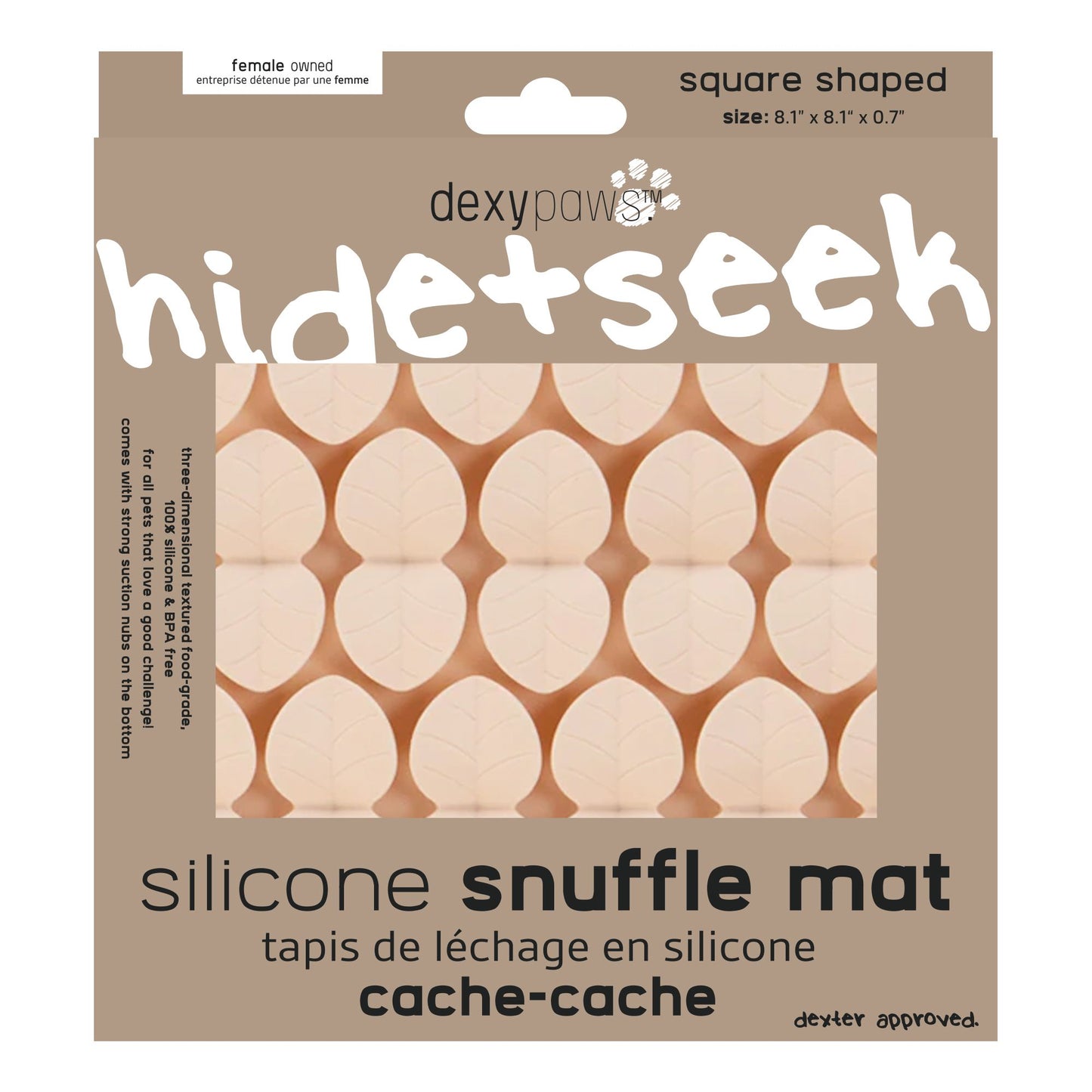 Dexypaws Square Hide and Seek Silicone Snuffle Mat, Nude Cat Dog 1pc