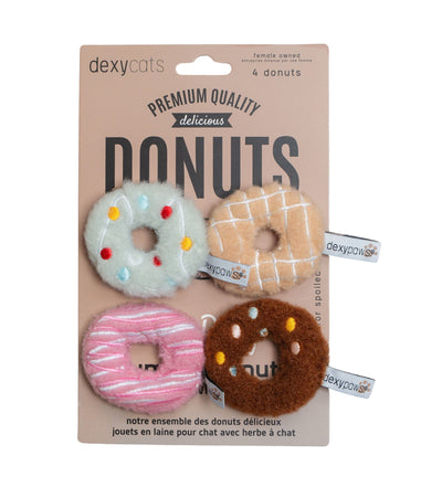 Dexypaws Plush Cat Toys, Donut 4pc