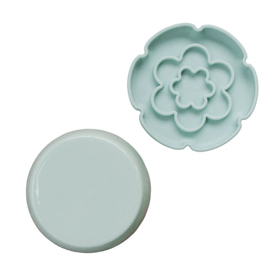 Dexypaws Raised Ceramic Cat Bowl with Slow Feeder, Flower, Sage Green 7.75oz Cat 1pc