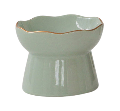 Dexypaws Raised Ceramic Cat Bowl, Sage Green 7.75oz Cat 1pc