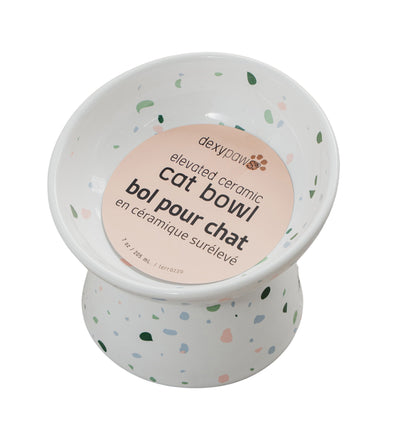 Dexypaws Raised Ceramic Cat Bowl, Terrazzo 8.8oz Cat 1pc