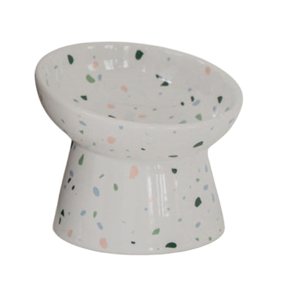Dexypaws Raised Ceramic Cat Bowl, Terrazzo 8.8oz Cat 1pc