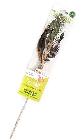 Define Planet Peacock Feather On Silver Vine Wand Cat