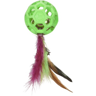 JW CATACTION FEATHER BALL WITH BELL CAT TOY