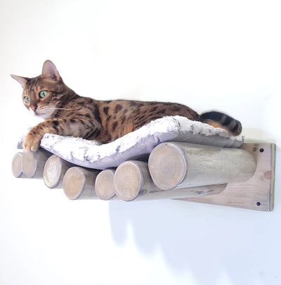Grey Log Cat Bed - Wall Mounted