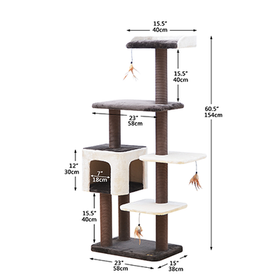 MIDNIGHT MOLLY 5-LEVEL CAT TREE WITH HANGING TOY