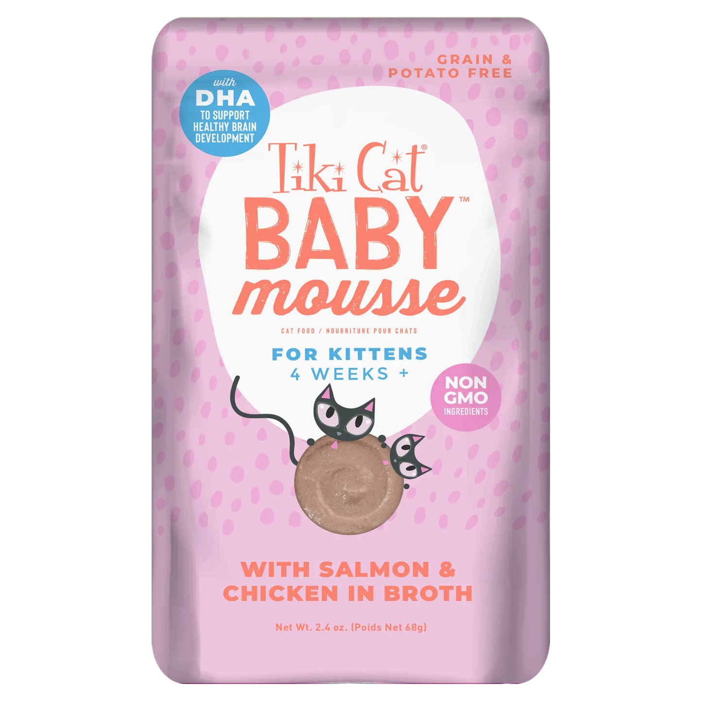 Tiki Cat® Velvet Mousse™ Baby Mousse with Salmon & Chicken in Broth, 2.4oz