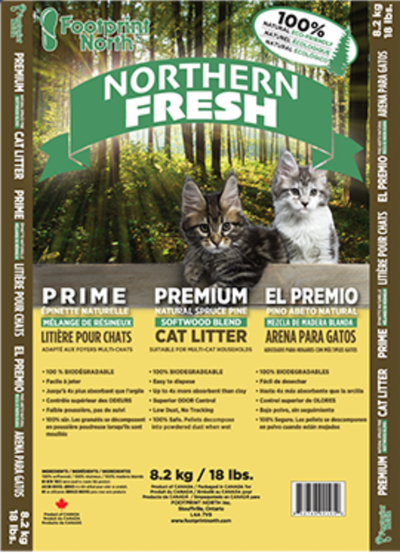NORTHERN FRESH NATURAL SPRUCE PINE SOFT WOOD CAT LITTER 8.2KG
