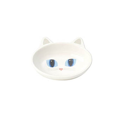 PETRAGEOUS FRISKY KITTY 5.5" OVAL WHITE BOWL 5.3OZ