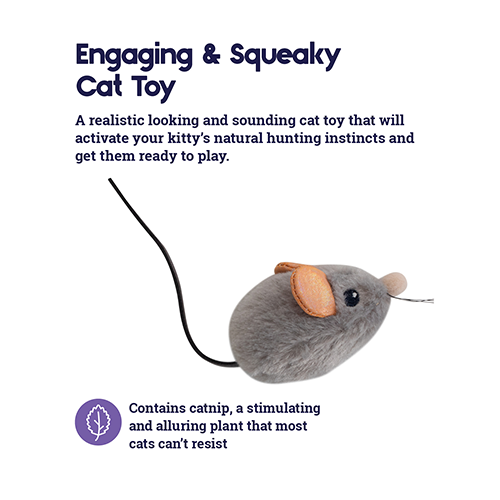 CATSTAGES® SQUEAK SQUEAK MOUSE GREY PLUSH CAT TOY