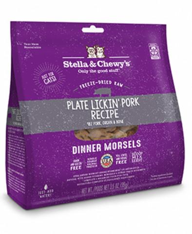 STELLA & CHEWY'S® PLATE LICKIN' PORK FREEZE-DRIED RAW DINNER MORSELS CAT FOOD 3.5 OZ