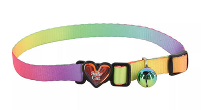 Safe Cat Heartbreaker Adjustable Cat Collar with Breakaway Heart Buckle, Pastel Rainbow