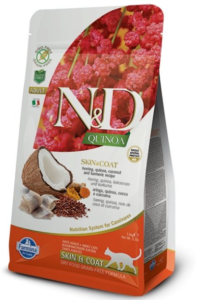 N&D Quinoa Skin and Coat,  Herring, Quinoa, Coconut and Turmeric Recipe Dry Food