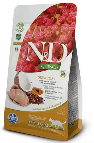 N&D Quinoa Skin and Coat – Quail, Quinoa, Coconut and Turmeric Recipe Dry Food