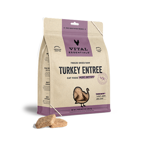 [C] VITAL ESSENTIALS® Turkey Freeze Dried Raw Mini-Patties (BB: feb 10 2025)