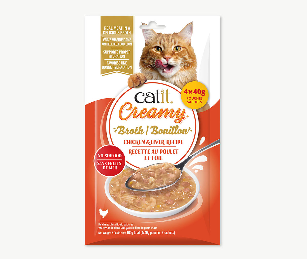 Catit Creamy Broth Chicken & Liver Recipe - 4 pack