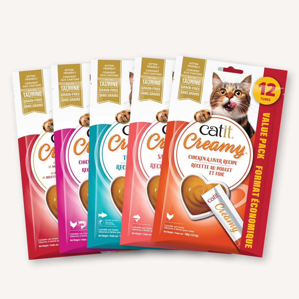 Catit Creamy Lickable Cat Treat - Chicken & Liver Flavour - 12 pack