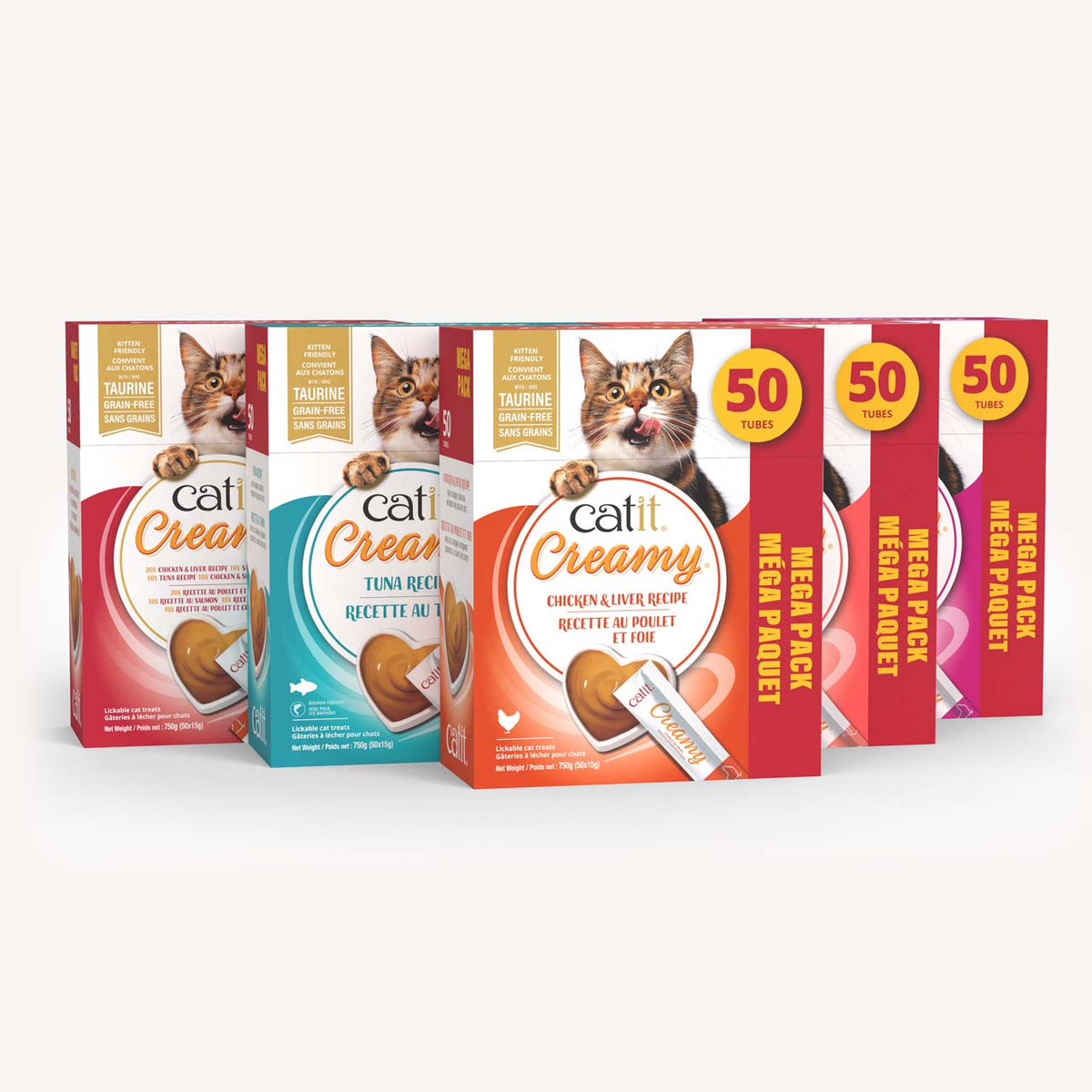 Catit Creamy Lickable Cat Treat - Chicken & Shrimp Flavour - 50 pack