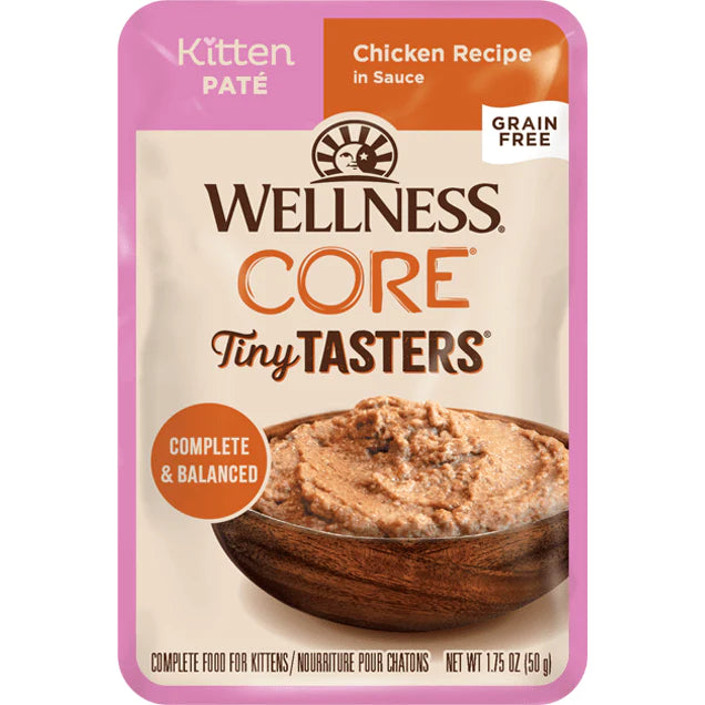 WELLNESS Core Tiny Tasters KITTEN PÂTÉ Chicken Recipe in Sauce Wet Cat Food 1.75 OZ