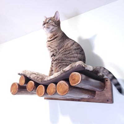 Walnut Log Cat Bed - Wall Mounted