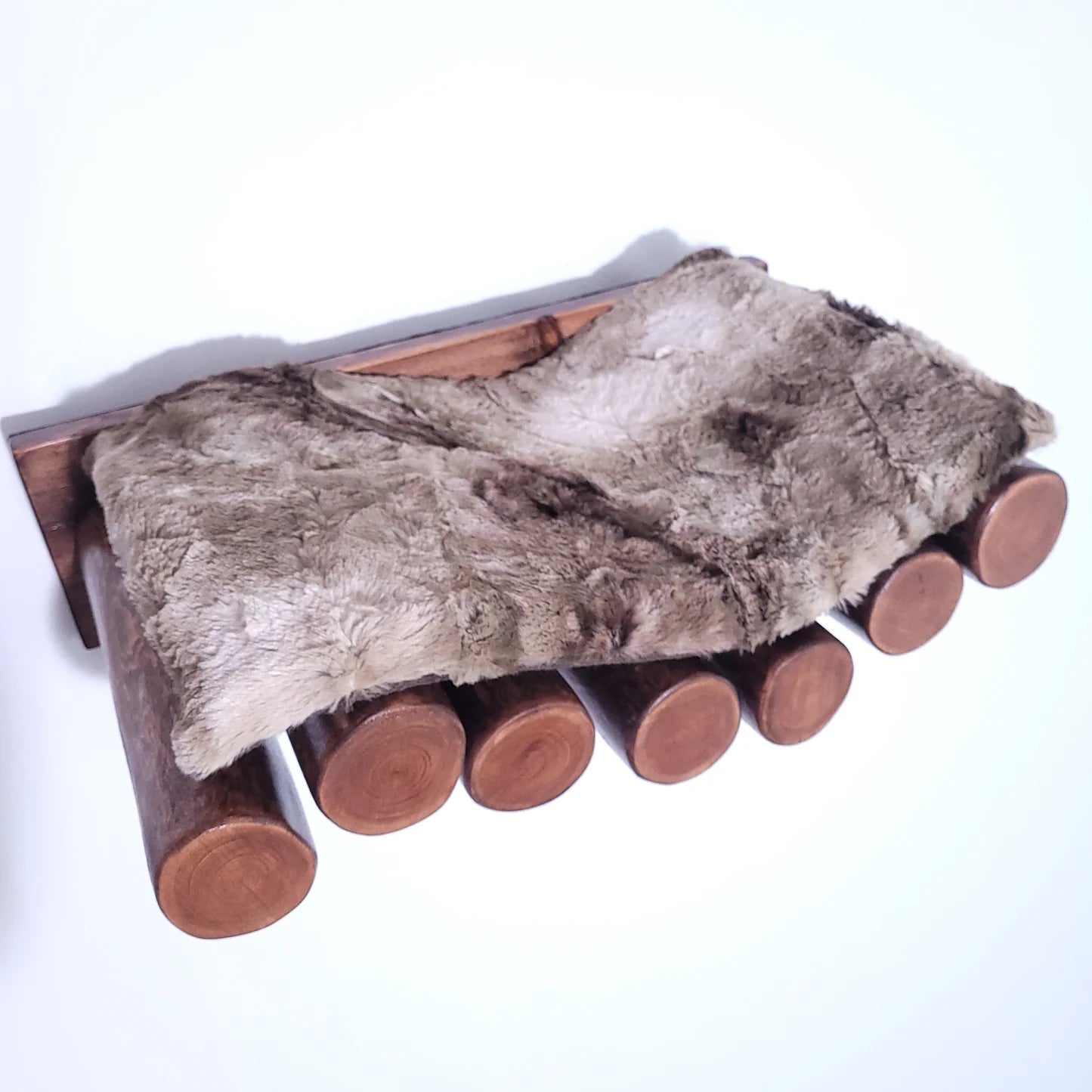 Walnut Log Cat Bed - Wall Mounted