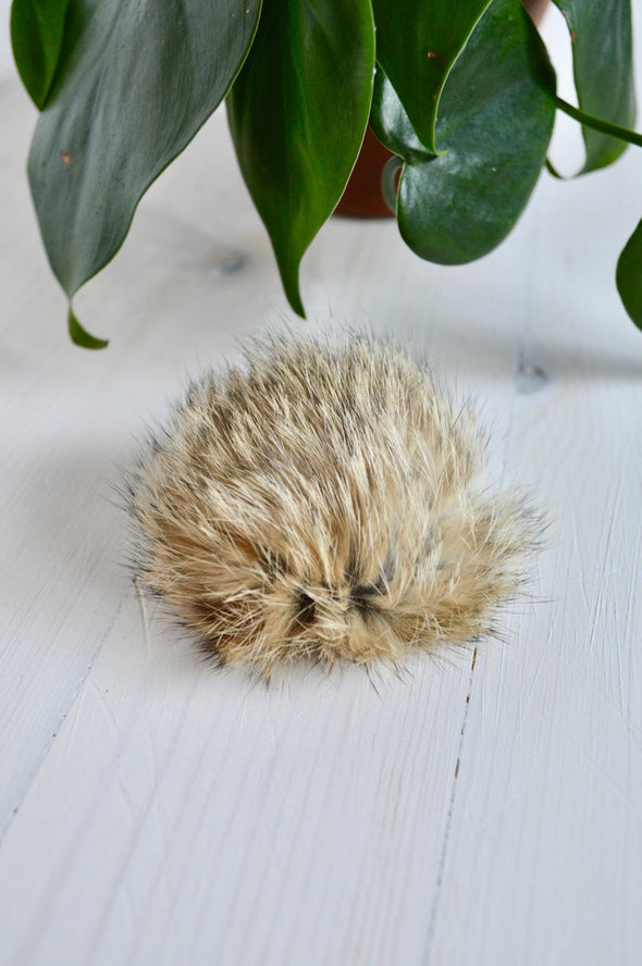 Rabbit Fur Rattle Pom Pom