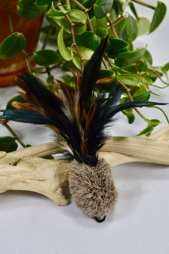 Caribou Hide & Rooster Feather Rod Attachment