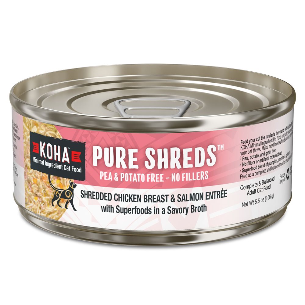 KOHA Pure Shreds Chicken and Salmon - Shredded Chicken Breast & Salmon Entree - Adult