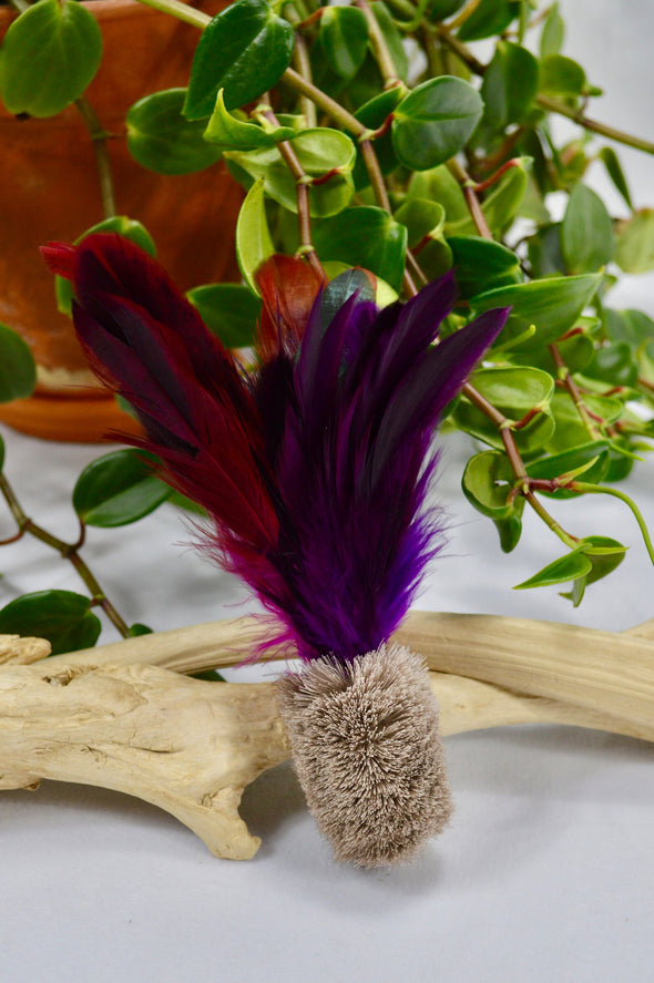 Caribou Hide & Rooster Feather Rod Attachment