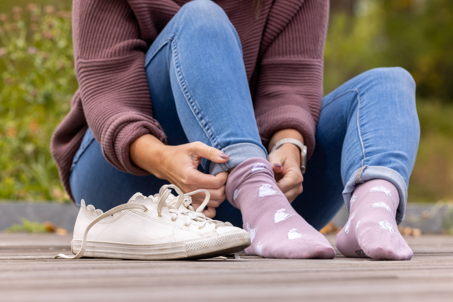 Women's White Cat Socks